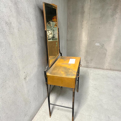 Antique Steel Vanity w/Original Beveled Mirror
