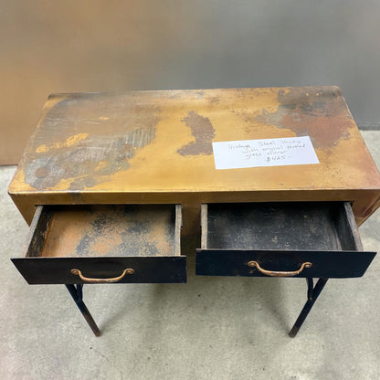 Antique Steel Vanity w/Original Beveled Mirror