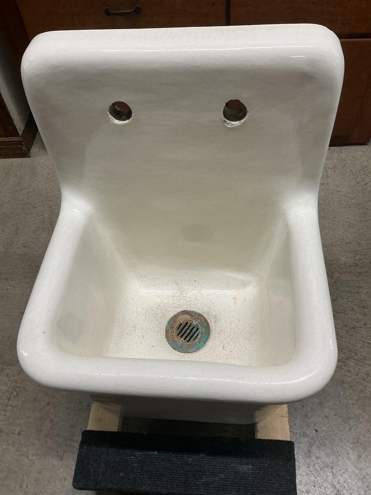 Antique Enameled Porcelain Earthenware Basin Sink