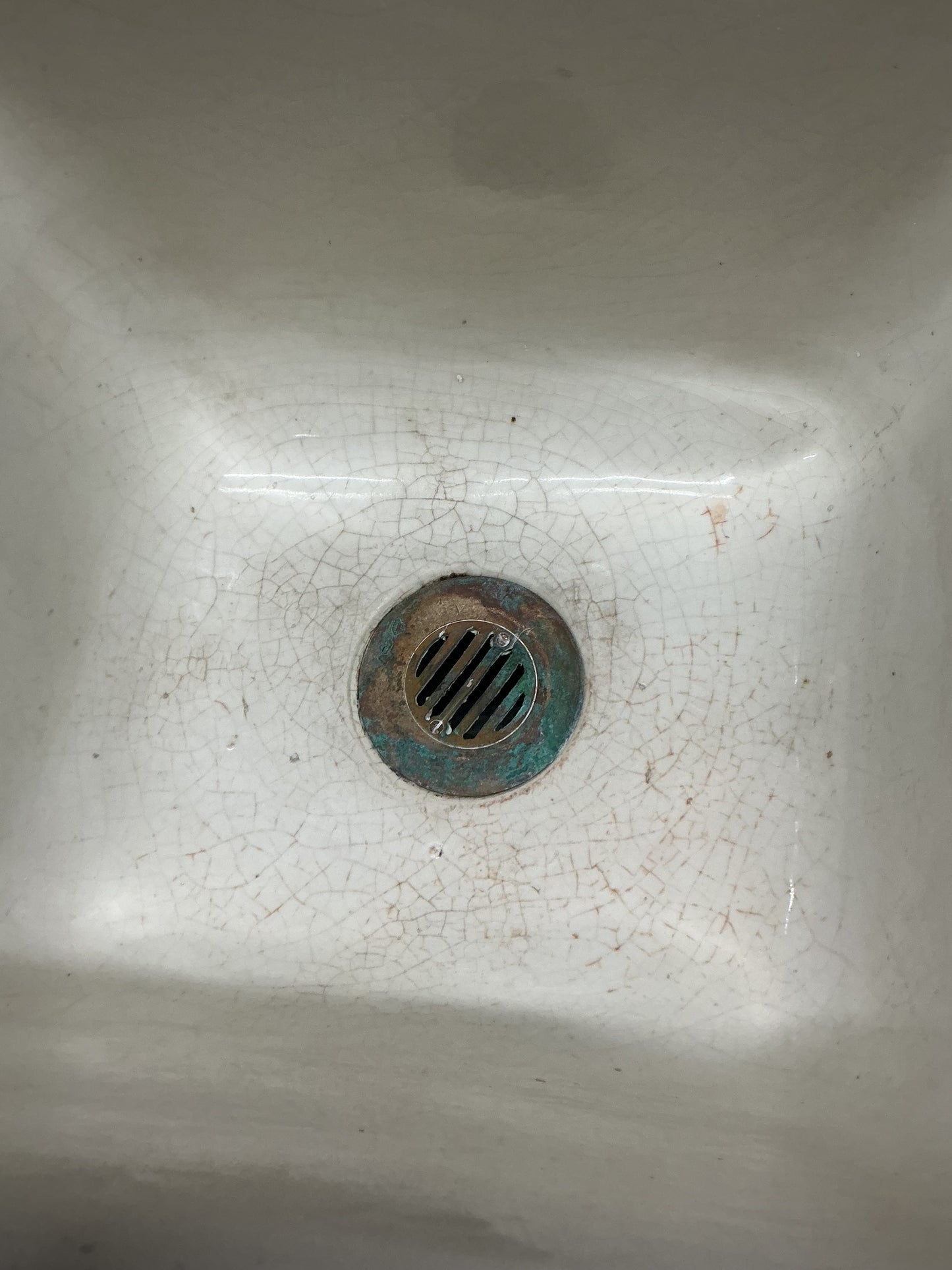 Antique Enameled Porcelain Earthenware Basin Sink