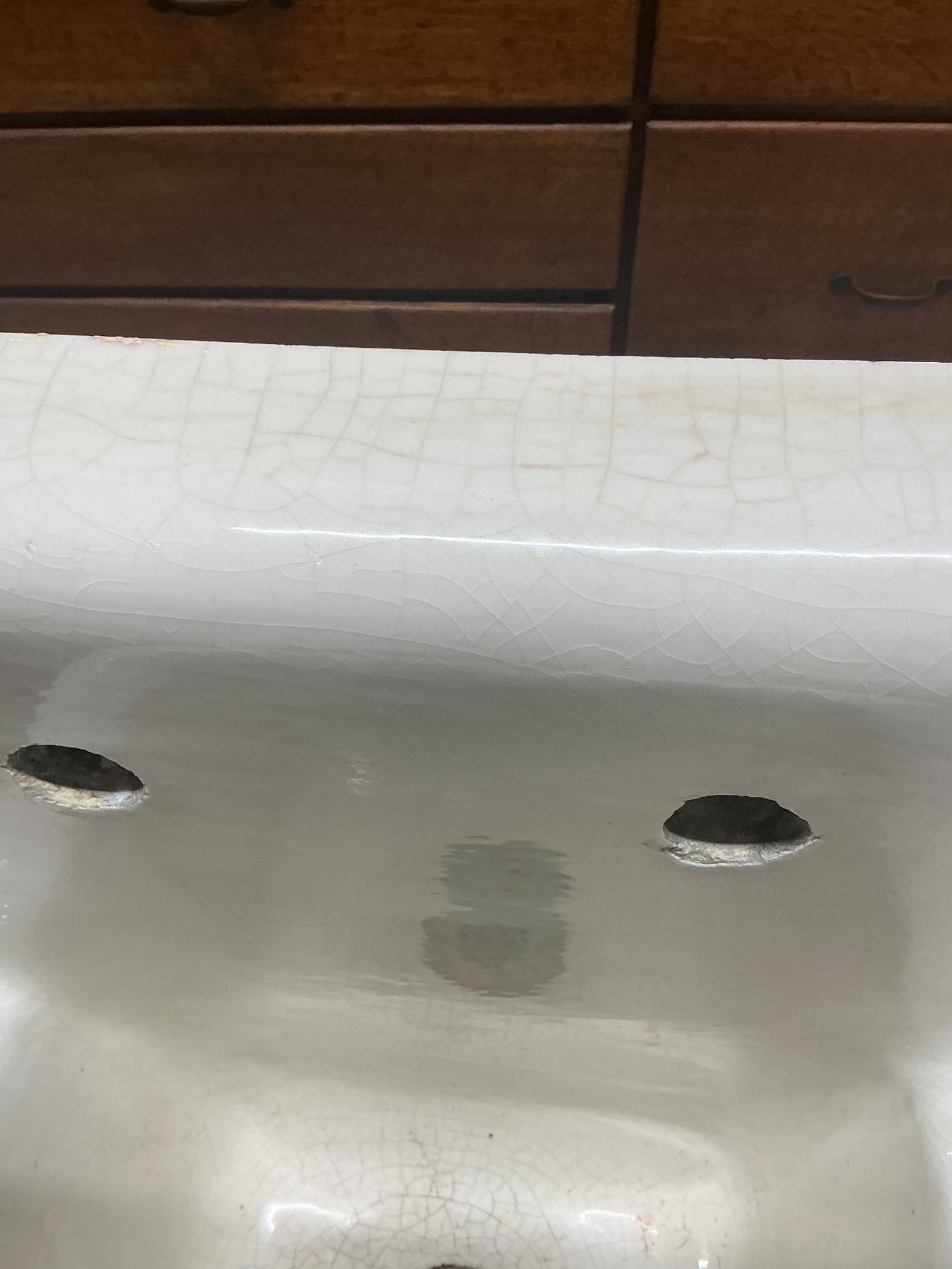 Antique Enameled Porcelain Earthenware Basin Sink