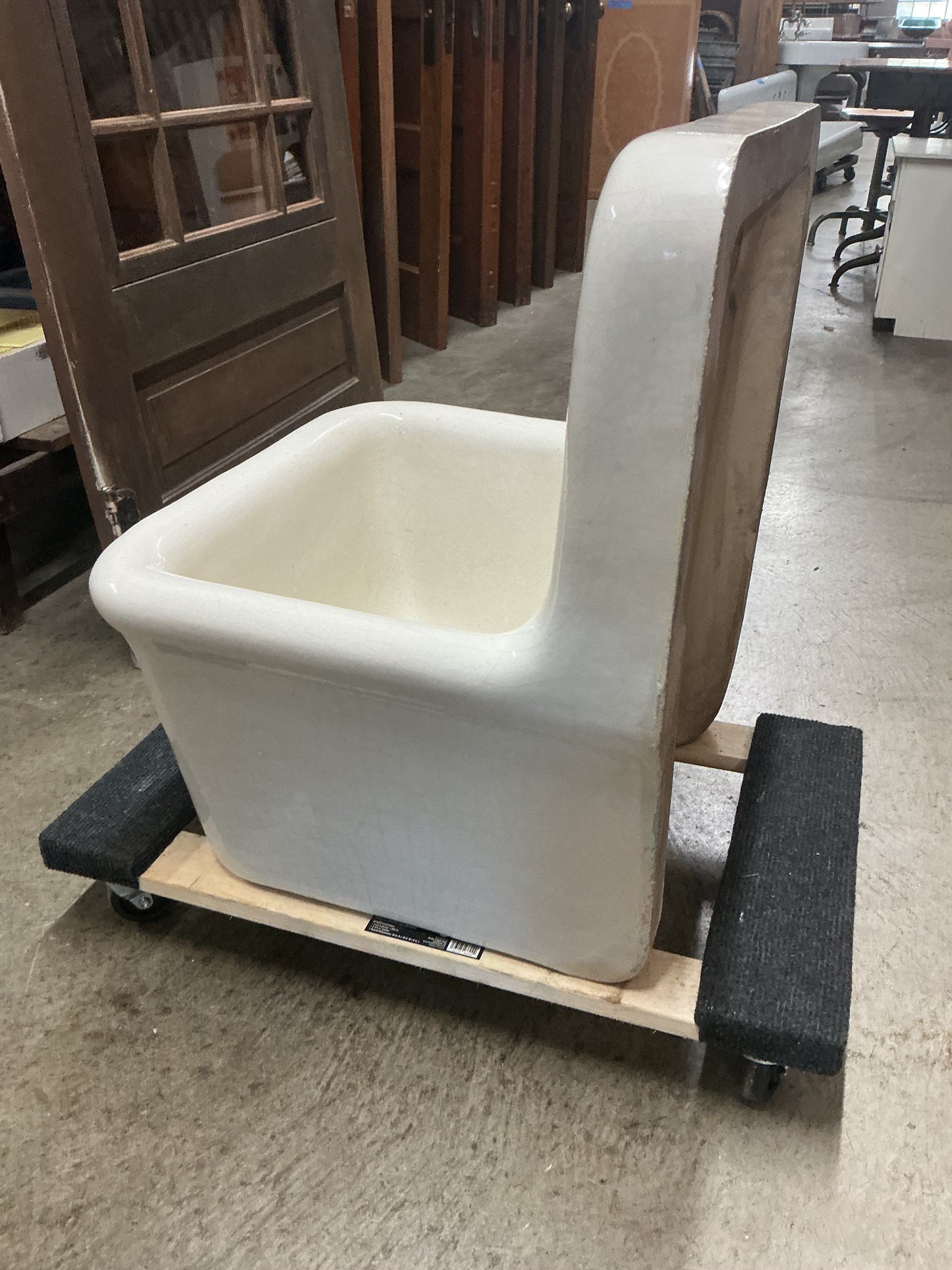 Antique Enameled Porcelain Earthenware Basin Sink
