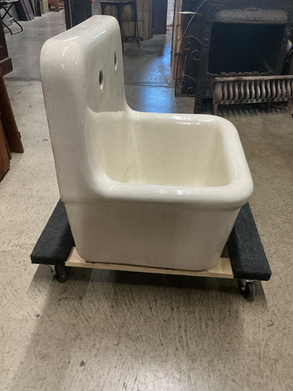 Antique Enameled Porcelain Earthenware Basin Sink