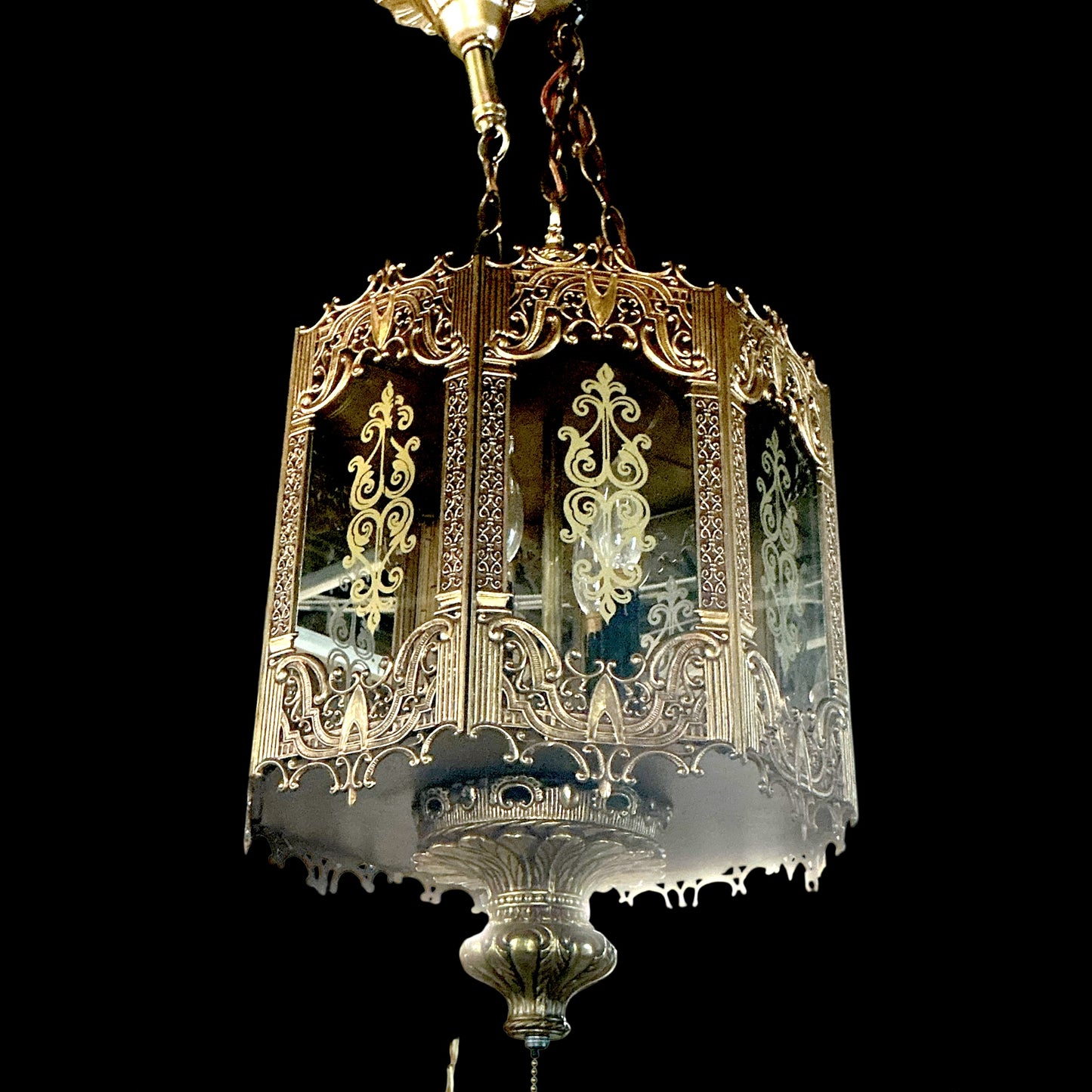 Vintage Brass Spanish Tudor Pendant Light(Rewired)