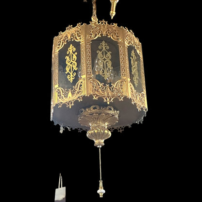Vintage Brass Spanish Tudor Pendant Light(Rewired)