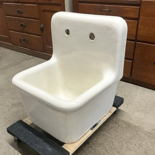 Antique Enameled Porcelain Earthenware Basin Sink