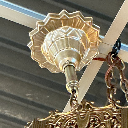 Vintage Brass Spanish Tudor Pendant Light(Rewired)