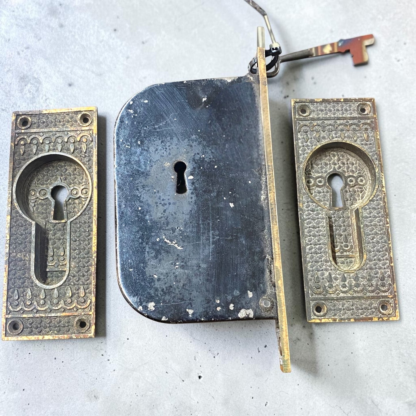 Antique Eastlake Single Pocket Door Lock Set
