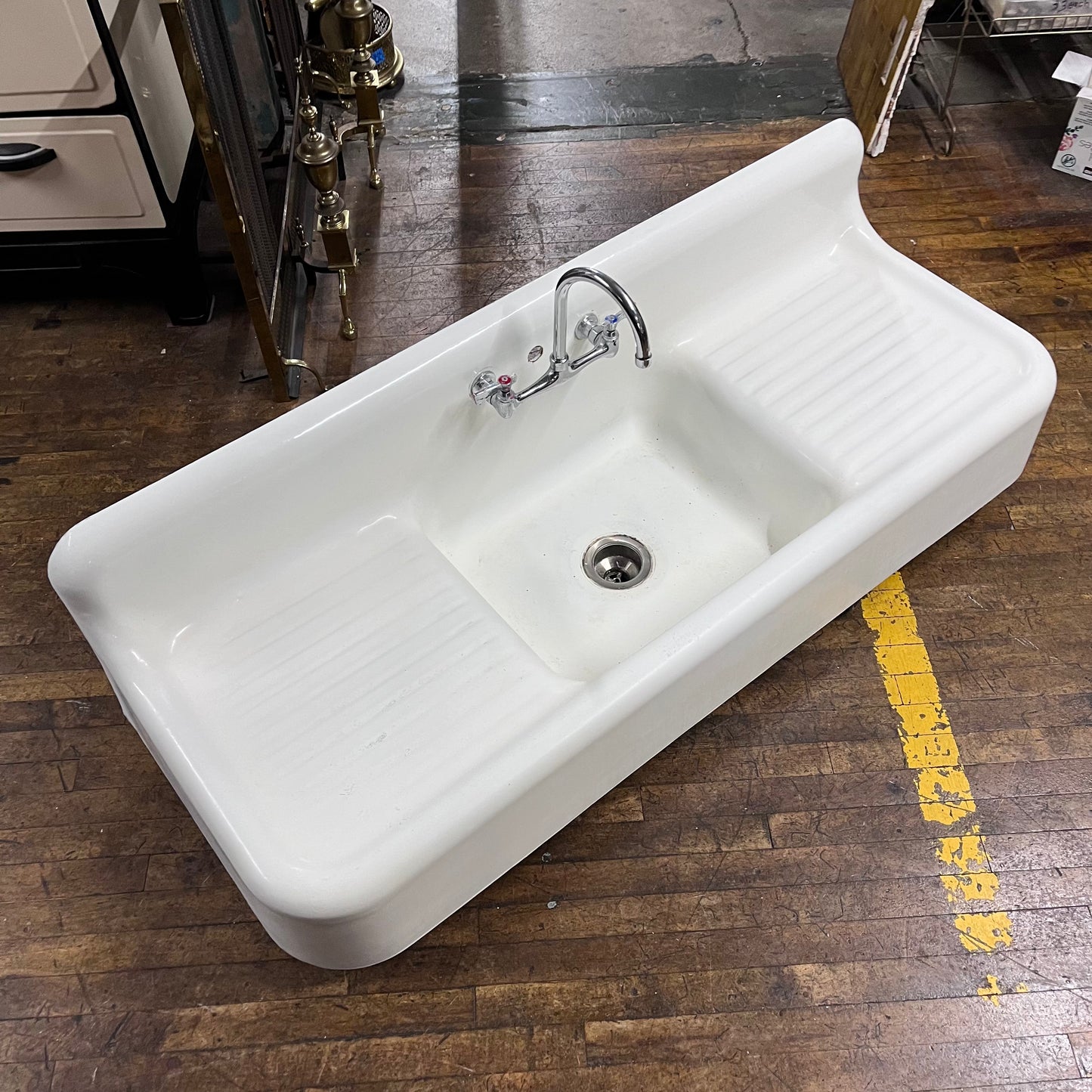 Vintage Cast Iron Double Drain Board Sink
