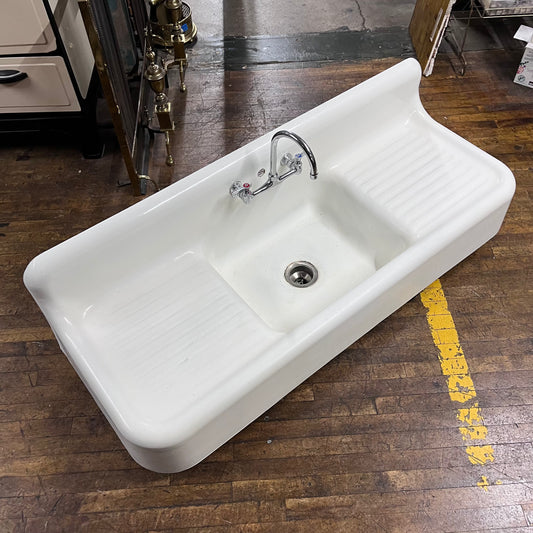 Vintage Cast Iron Double Drain Board Sink