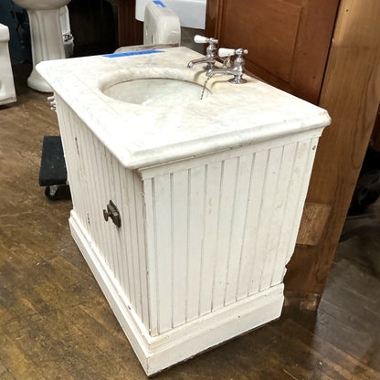 Antique Sink in Wood Cabinet w/Back Splash & Towel Rack
