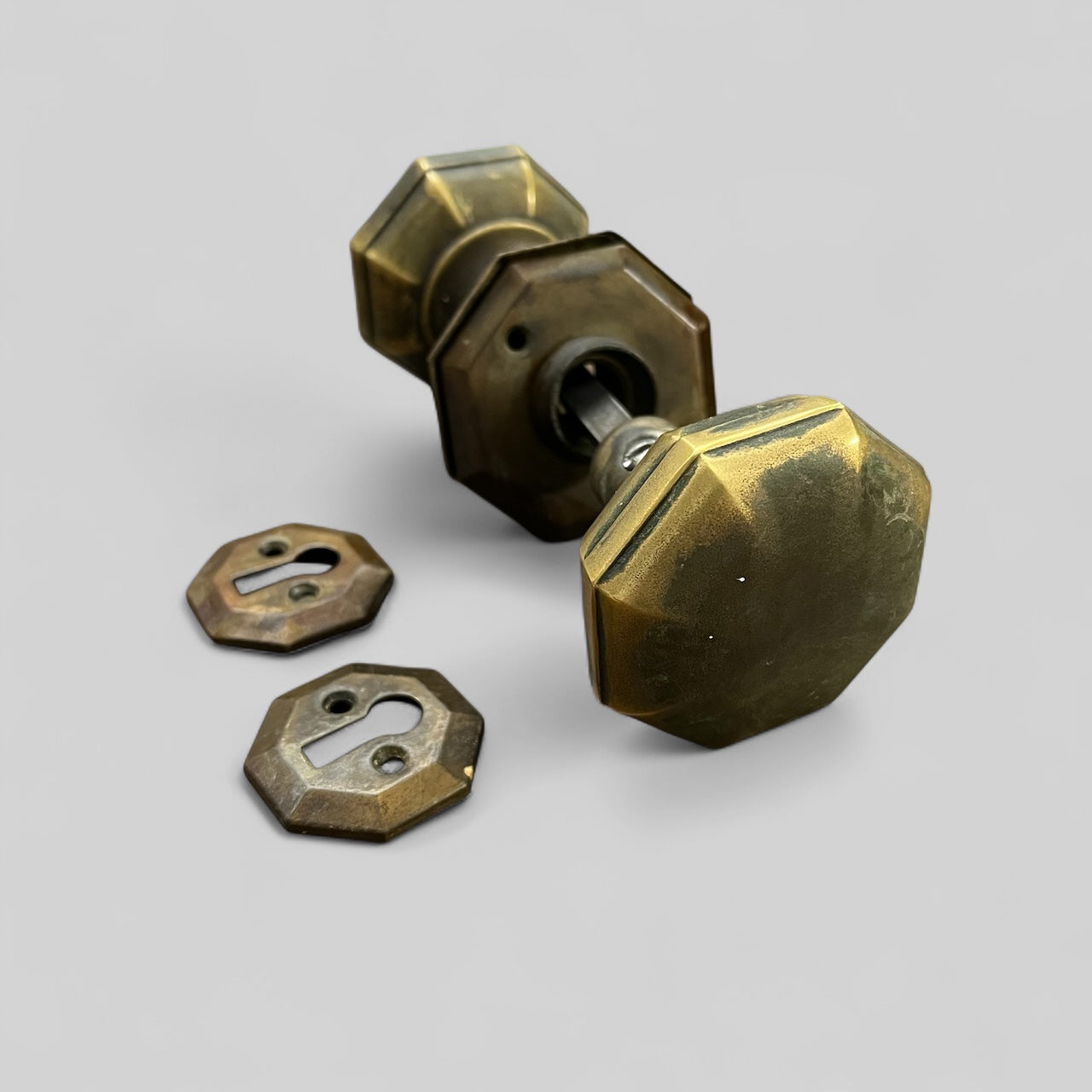 Antique Brass Octagonal Door Knob Set