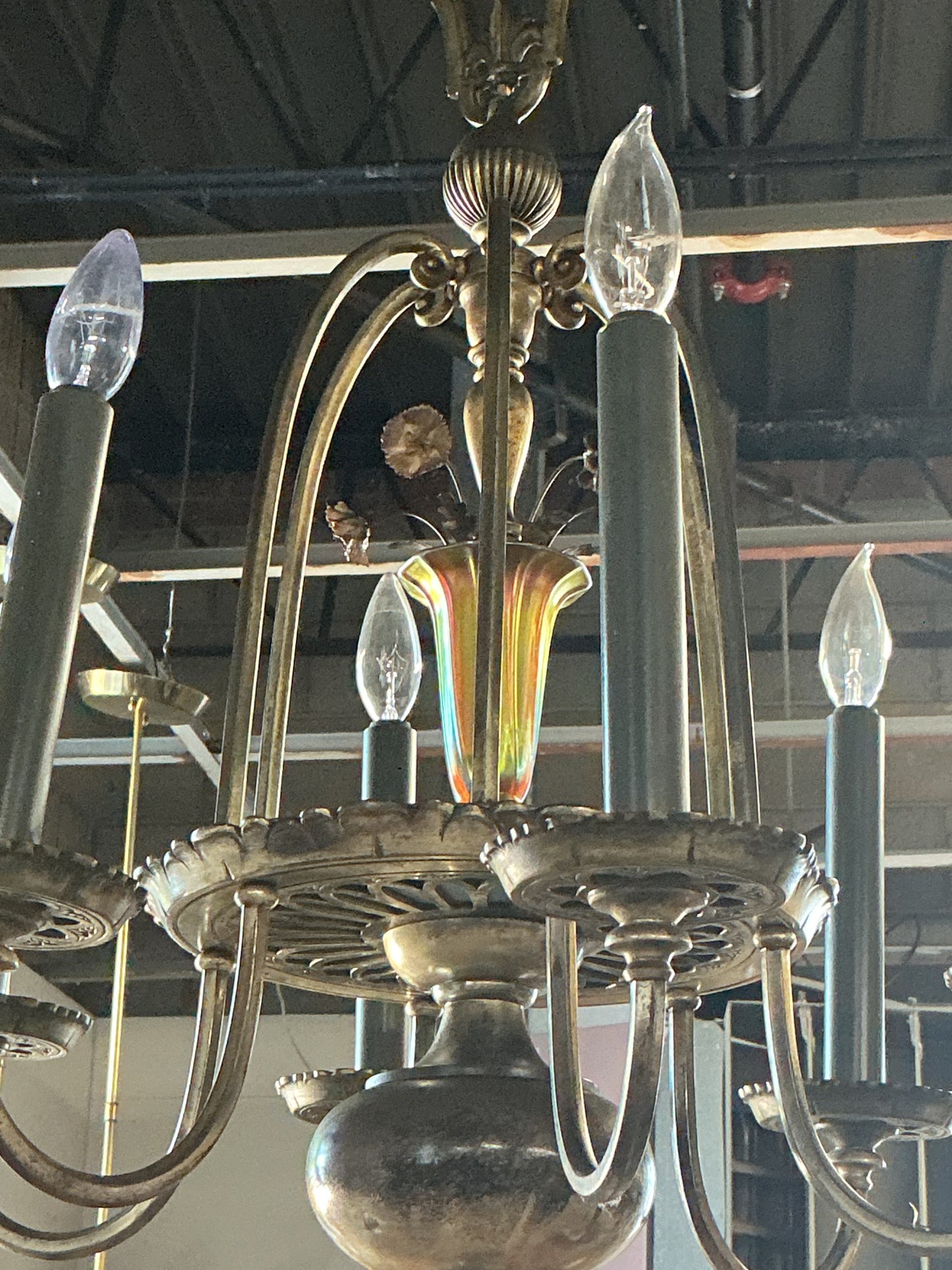 Antique Brass Chandelier ‘Colonial Revival’ (Rewired)