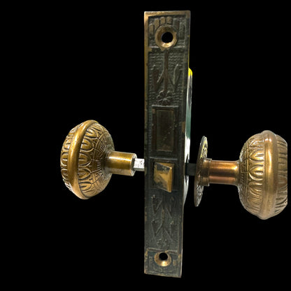 Antique Kenton Interior Door Lock Set w/Mortise & Rosettes