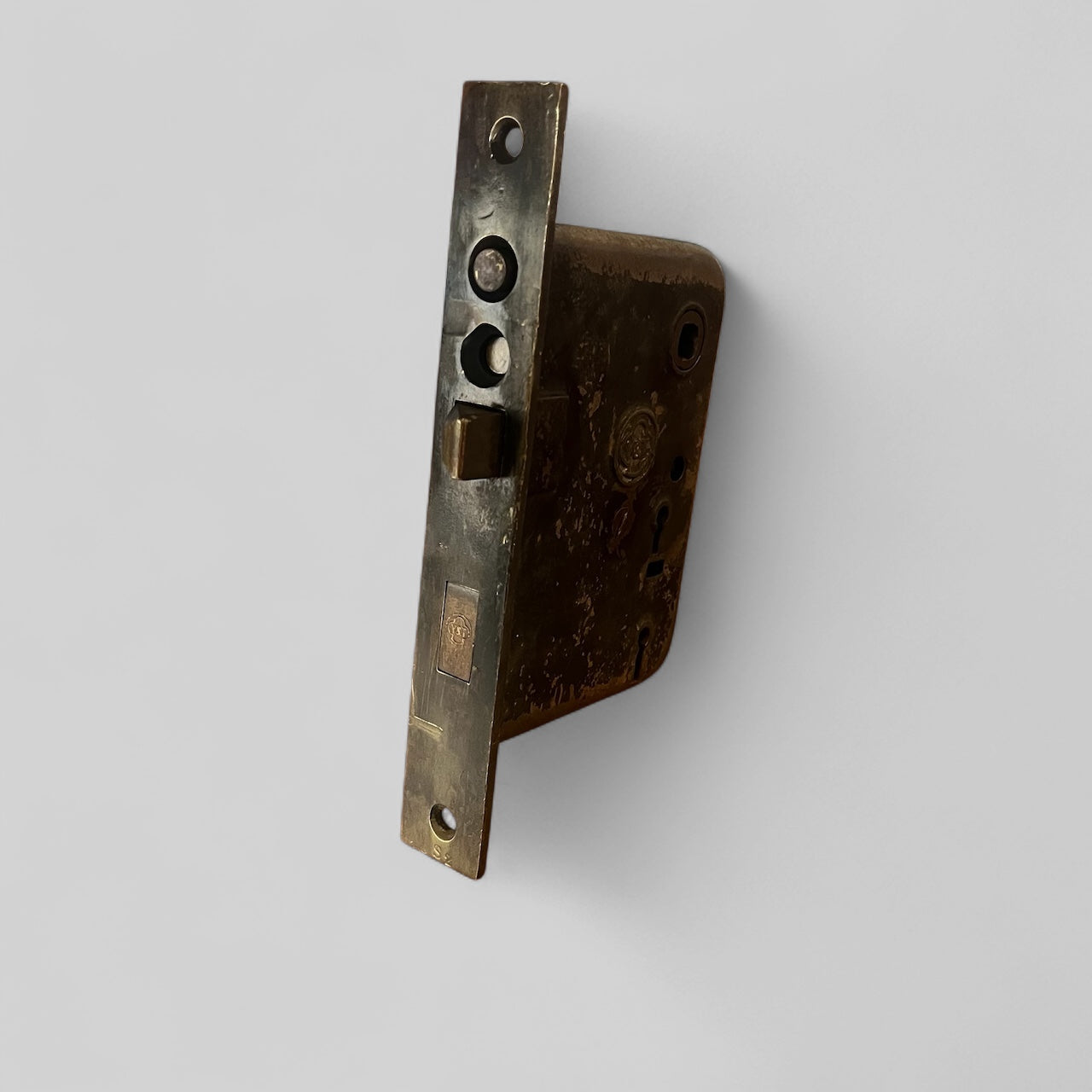 Antique Yale & Towne Exterior Door Mortise Lock With Brass Faceplate (#P1842)