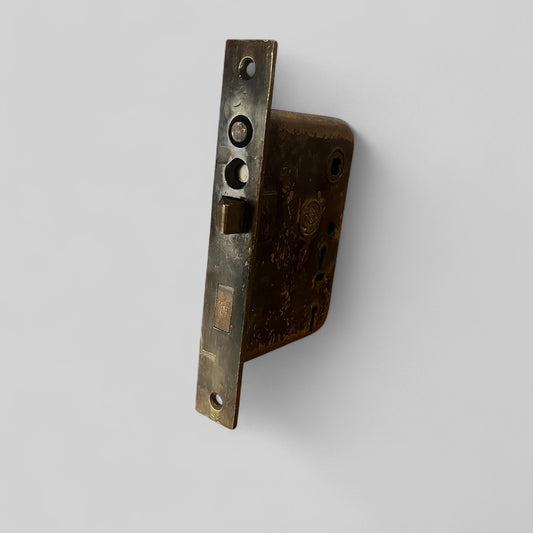 Antique Yale & Towne Exterior Door Mortise Lock With Brass Faceplate (#P1842)