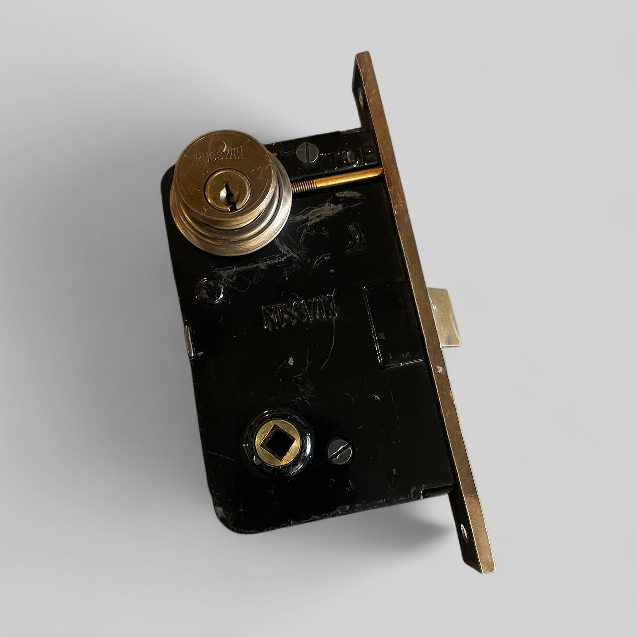 Antique Russwin Brass Exterior Door Mortise Lock With Deadbolt (#11248)