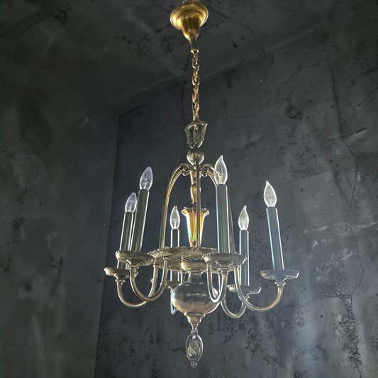 Antique Brass Chandelier ‘Colonial Revival’ (Rewired)