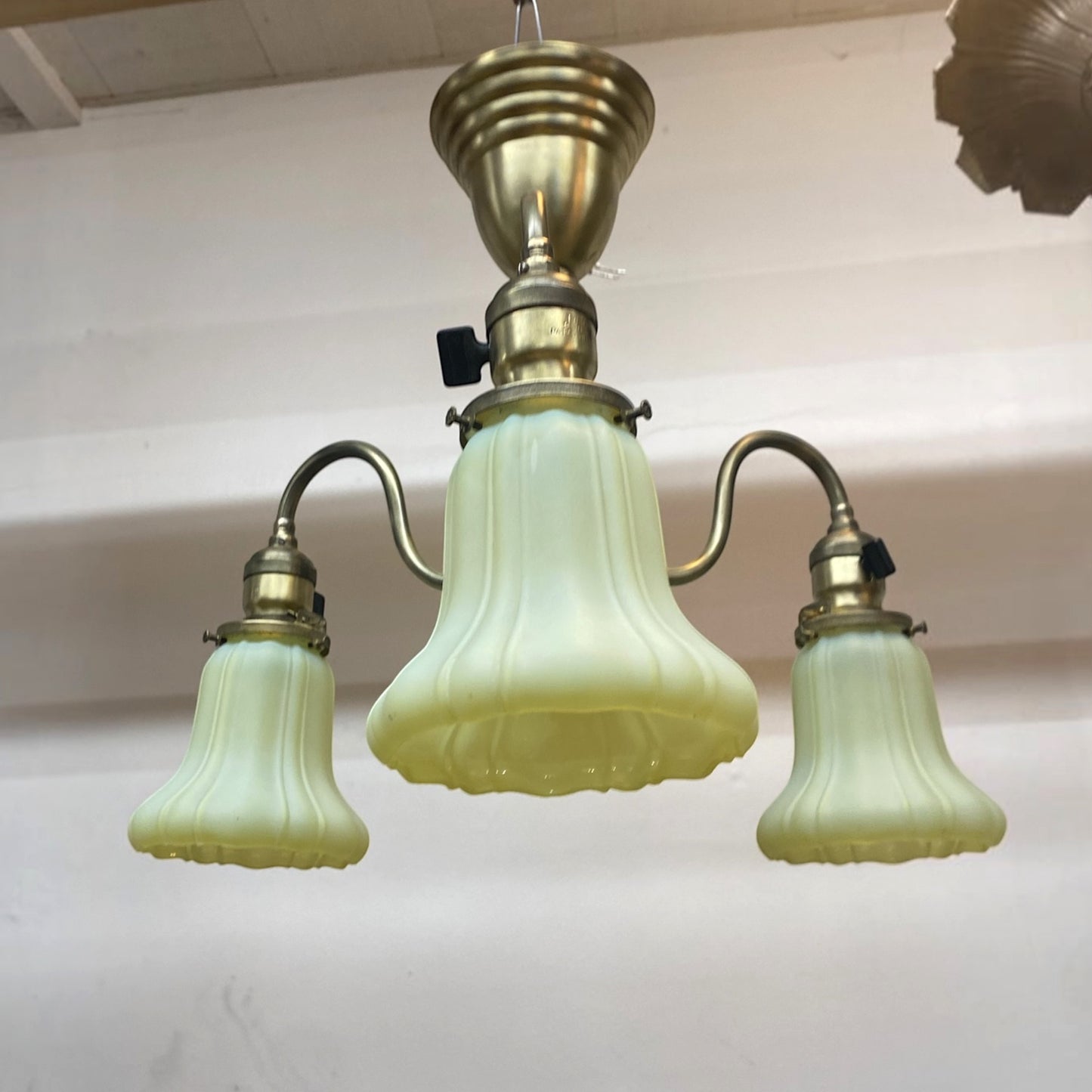 Antique Three Arm Chandelier   (Restored   & Rewired)