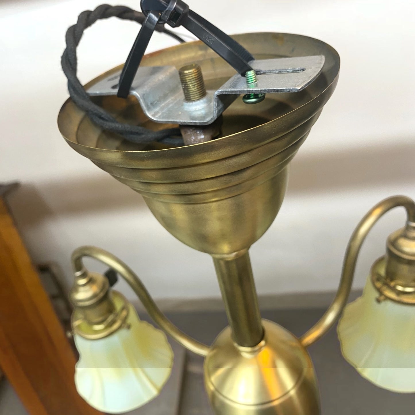 Antique Three Arm Chandelier   (Restored   & Rewired)