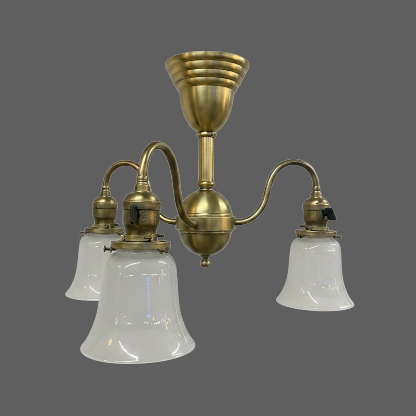 Antique Three Arm Chandelier   (Restored/      Rewired)