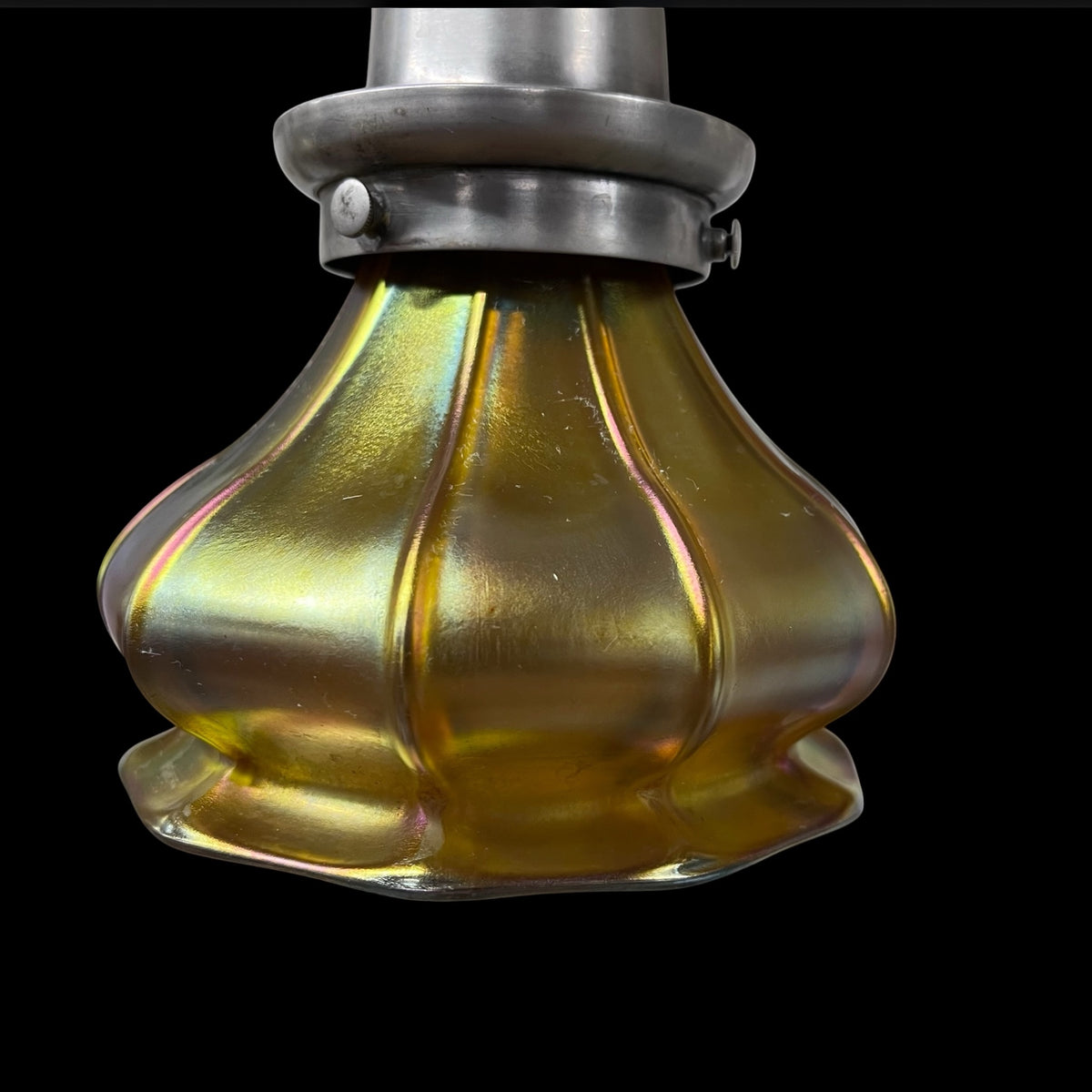 Antique Pendant Light With Quezal Shade(Early 1900’s)       Restored/  Rewired