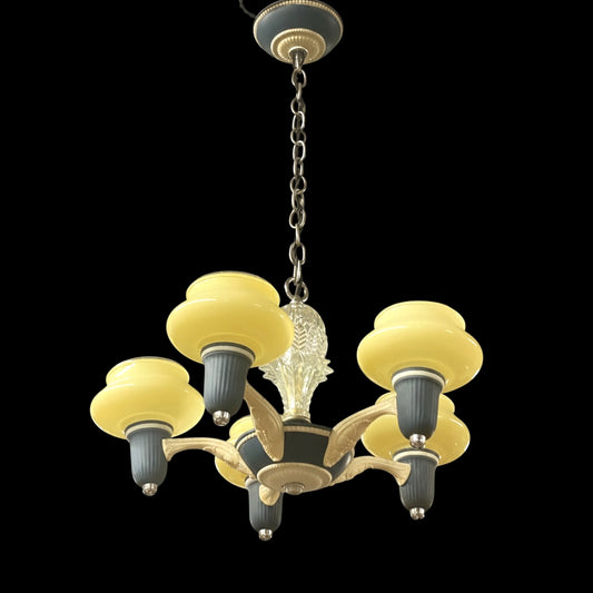 Antique Art Deco Five Light Chandelier    (1930’s)