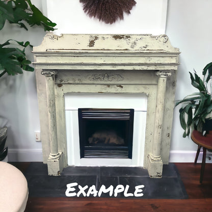 Antique Oak (Painted) Rustic Fireplace Surround Mantel