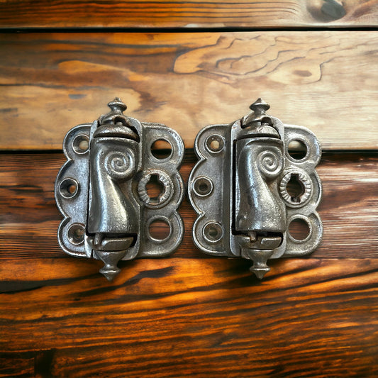 Two Antique Cast Iron Loaded Screen Door Hinges