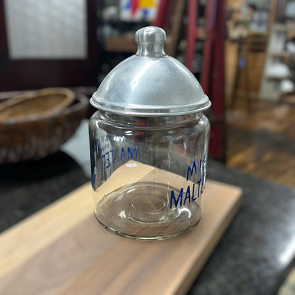 Antique "Milkose Brand Malted Milk" Glass Jar With Aluminum Lid