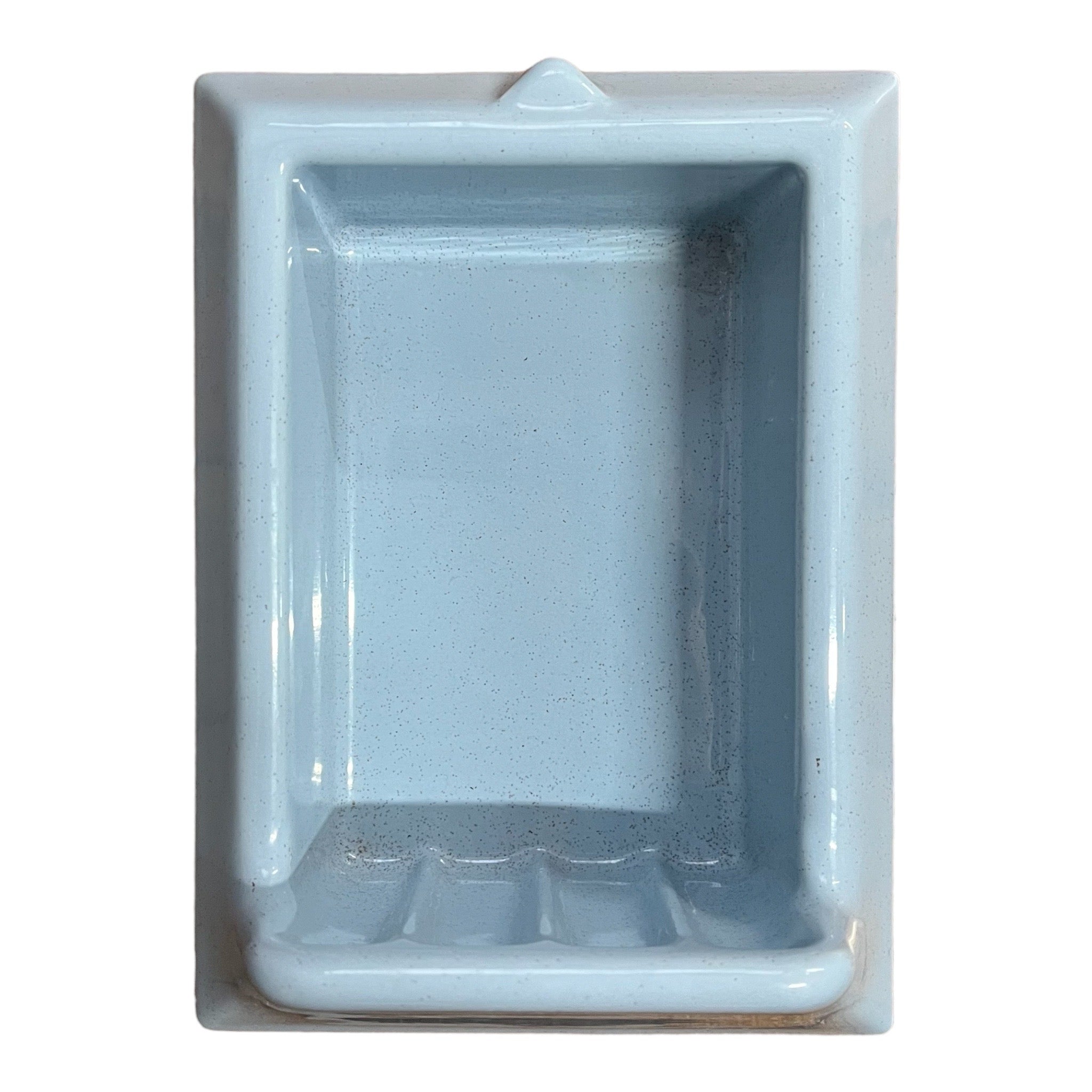 Vintage Blue Porcelain Tile-In Soap Dish With Ridges