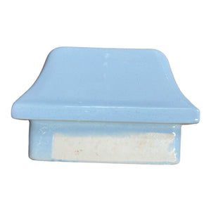 Vintage Blue Porcelain Tile-In Soap Dish With Ridges