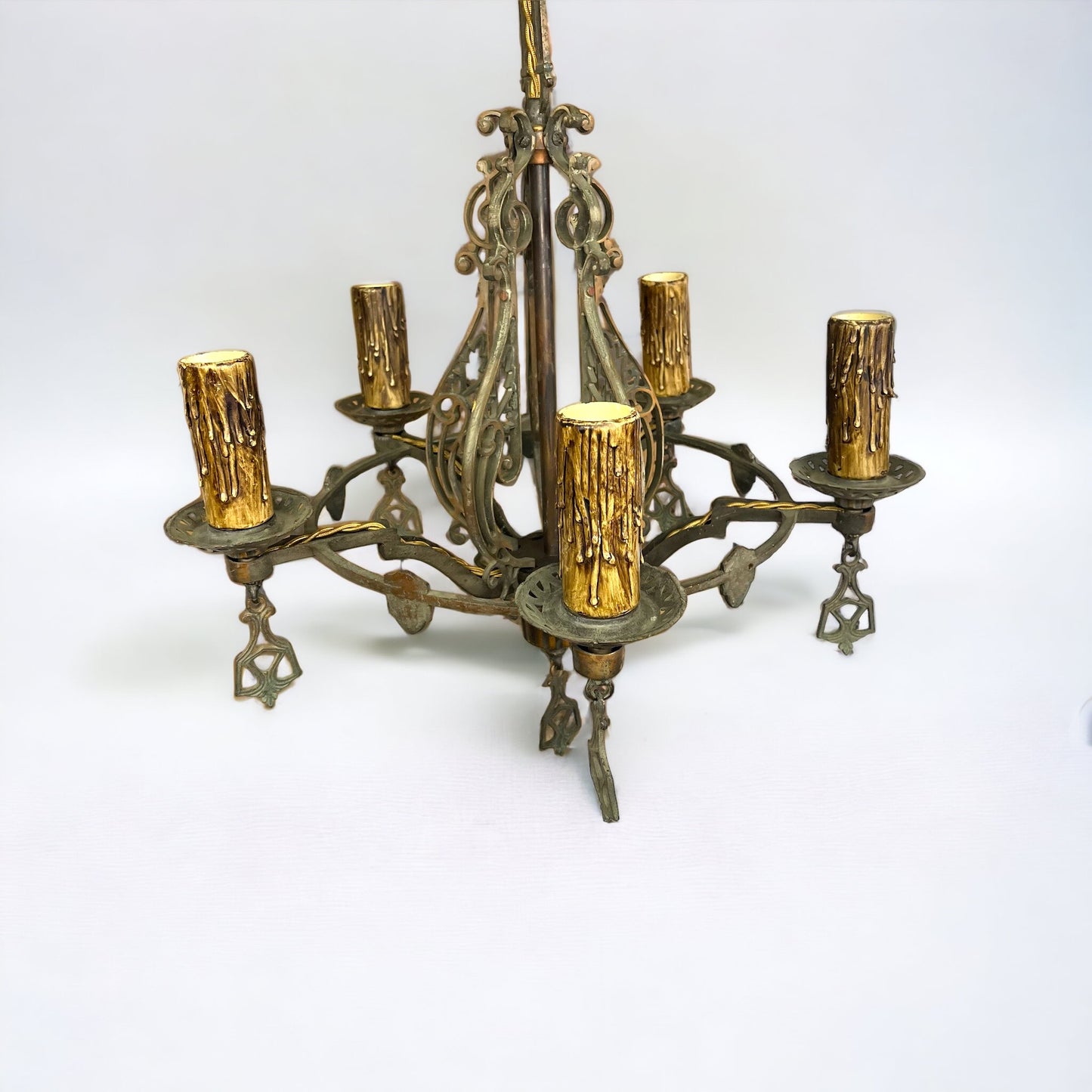 Antique Art Nouveau 5 Light Hanging Light/Chandelier