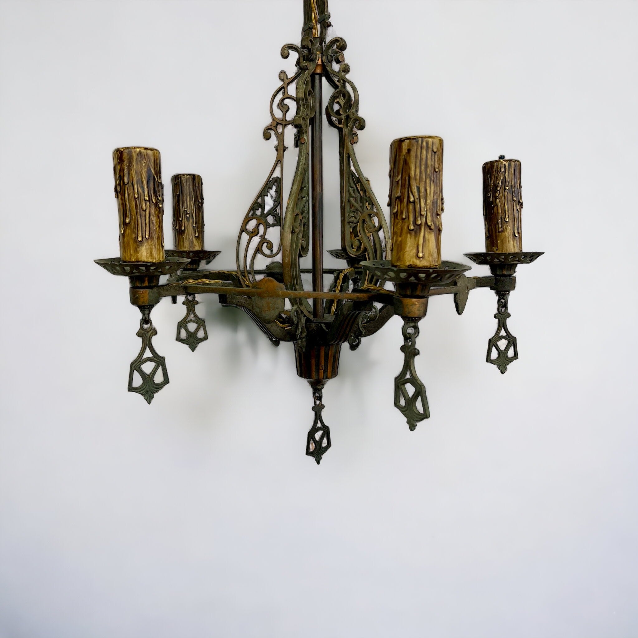 Antique Art Nouveau 5 Light Hanging Light/Chandelier