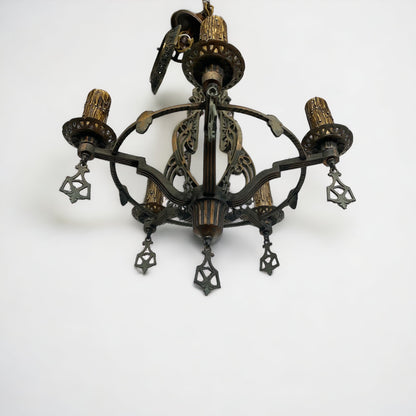 Antique Art Nouveau 5 Light Hanging Light/Chandelier