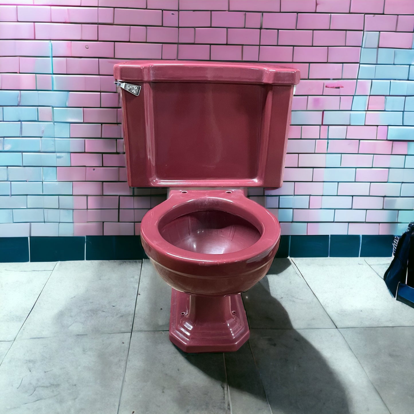 Vintage Mid-Century "Standard" Burgundy Red Porcelain Toilet