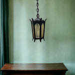 Load image into Gallery viewer, Antique Iron Gothic/Tudor Style Pendant Light - Restored/Rewired
