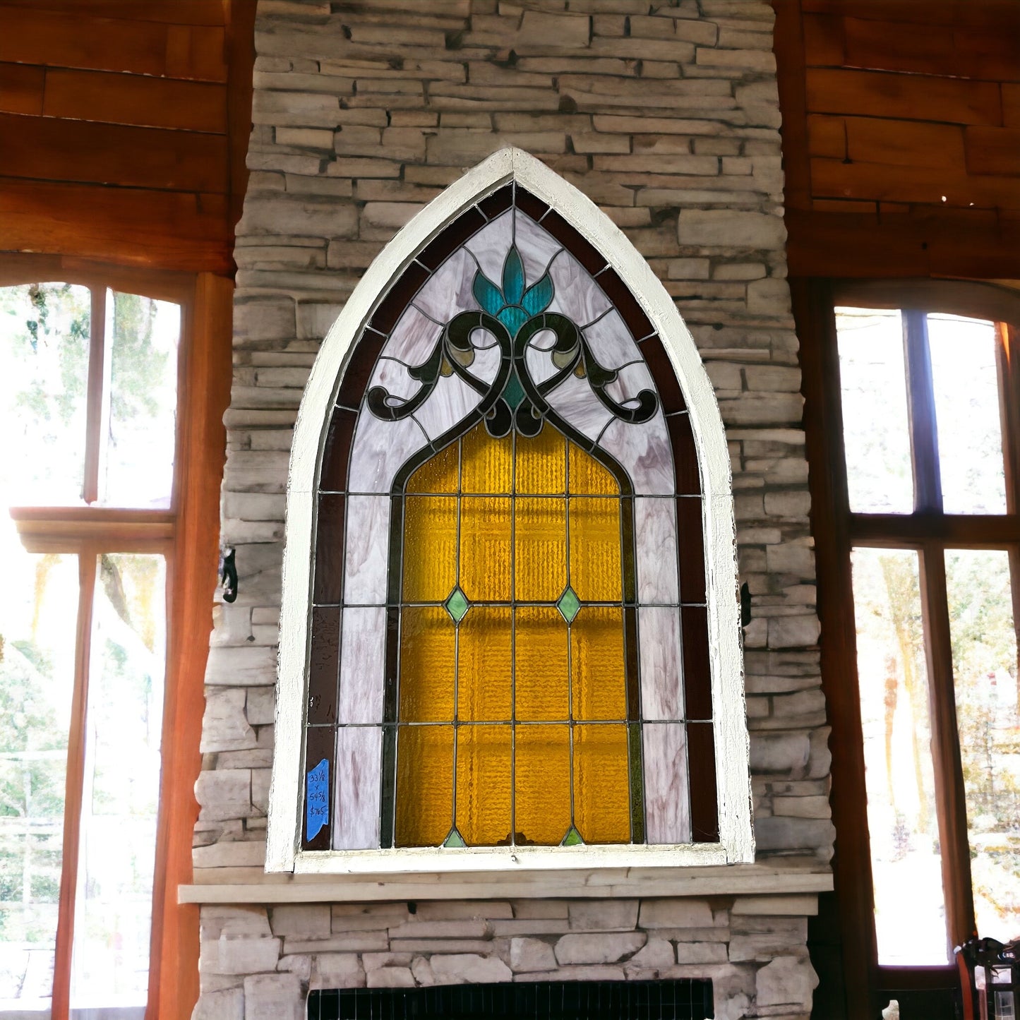 Large Antique Stained Glass Window