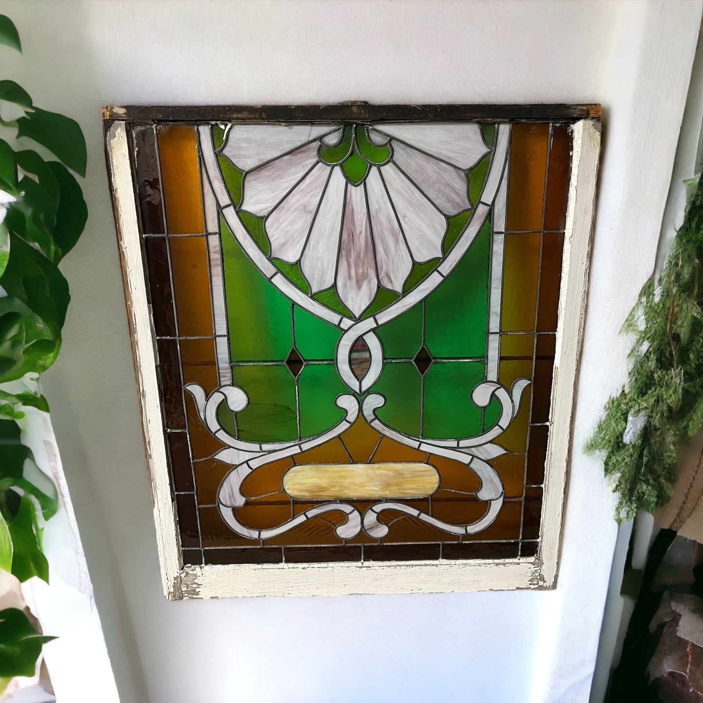 Large Antique Stained Glass Window