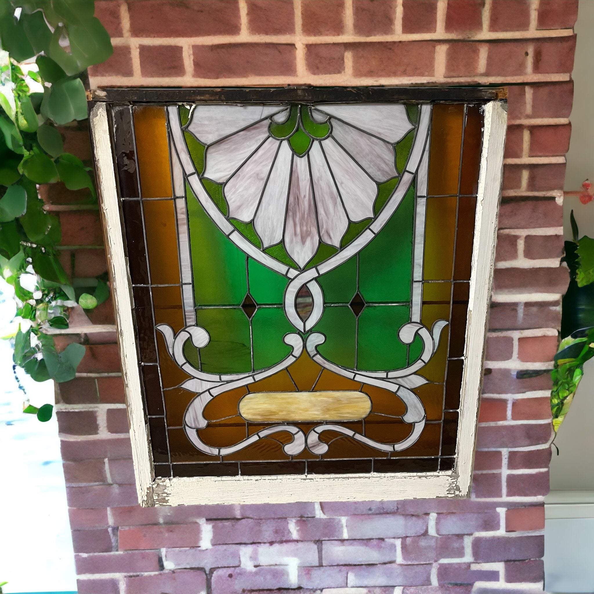 Large Antique Stained Glass Window