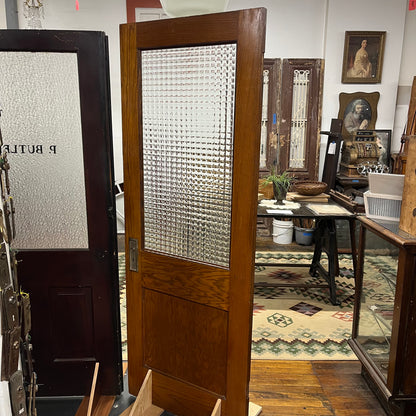 Antique Oak Door with Unique Vintage Privacy Glass