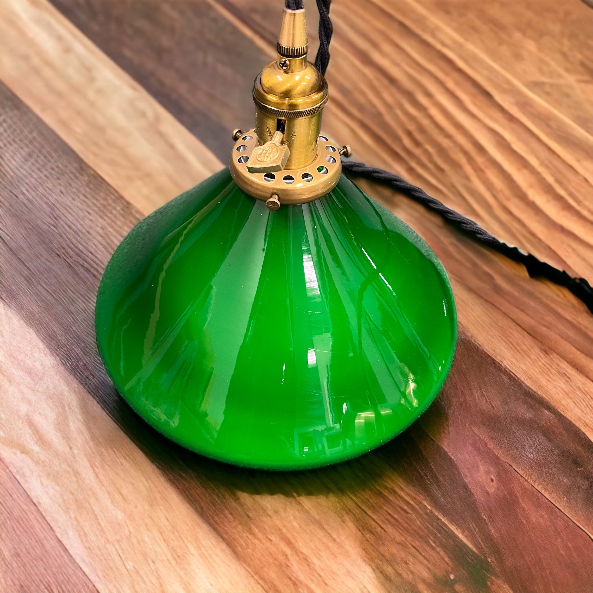 Vintage Green Glass Pendant Light
