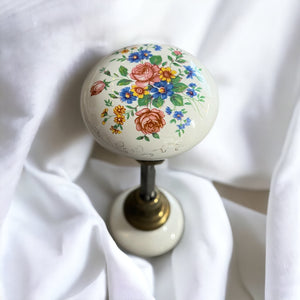 Vintage White Porcelain Floral Door Knob
