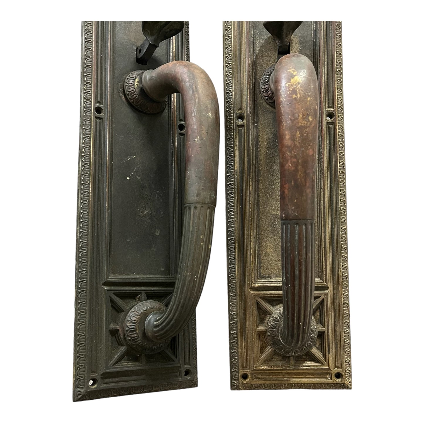 Large Antique Hadrain Exterior Door Hardware Set with Mortise Lock