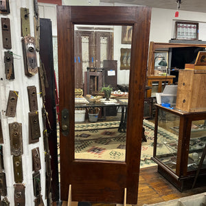 Antique Mahagony Exterior Door with Cast Brass Hardware and Beveled Glass