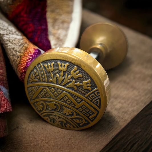 Antique Corbin Ceylon Brass Door Knob Set c. 1895