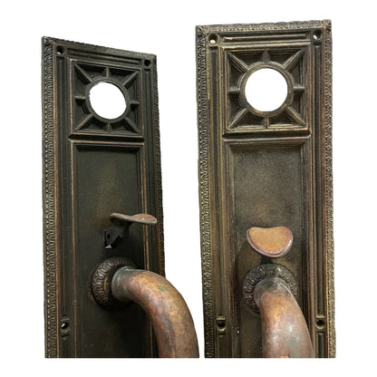 Large Antique Hadrain Exterior Door Hardware Set with Mortise Lock