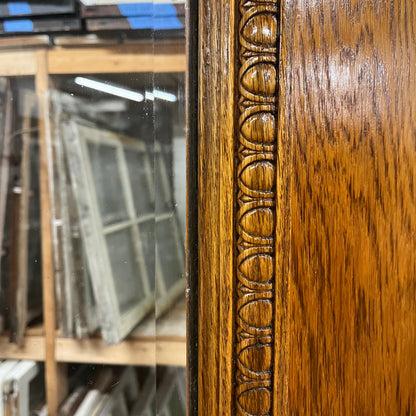 Beautiful Antique Oak Exterior Door with Egg & Dart Trim and Beveled Glass