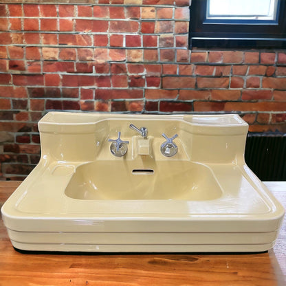 1939 Citrus Yellow Crane Sink With Chrome Legs/Towel Bar