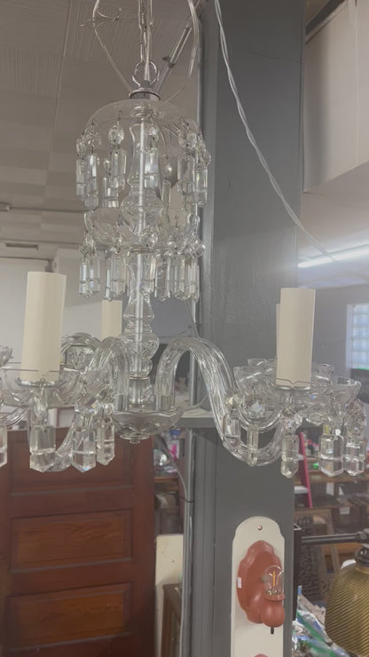 Antique Crystal Five Arm Chandelier (Rewired)